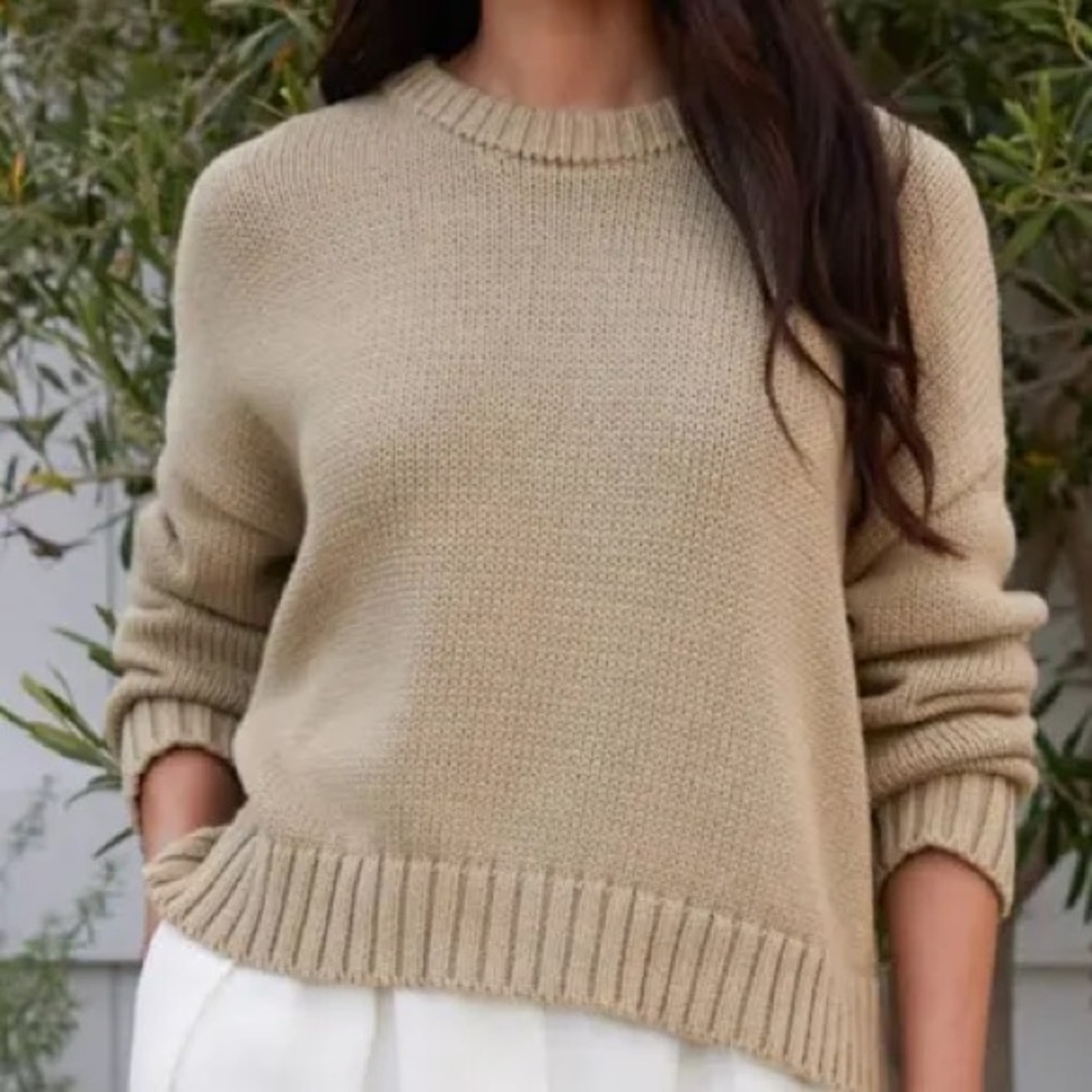 Jenni Kayne Chole Cotton Sweater in Wheat Sz XXS